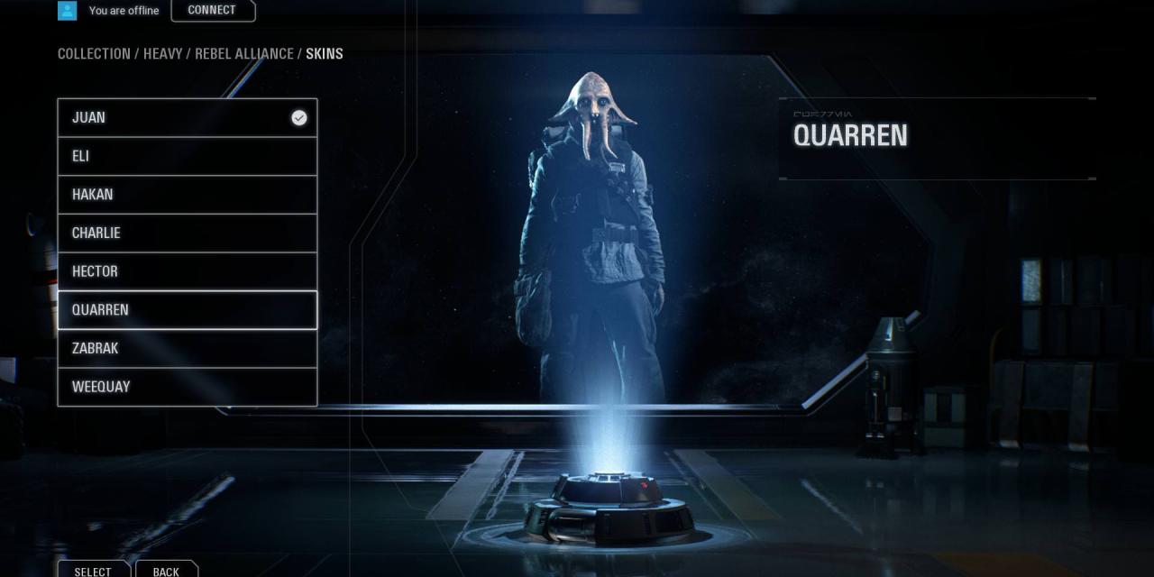 There is a customization menu in Battlefront II after all