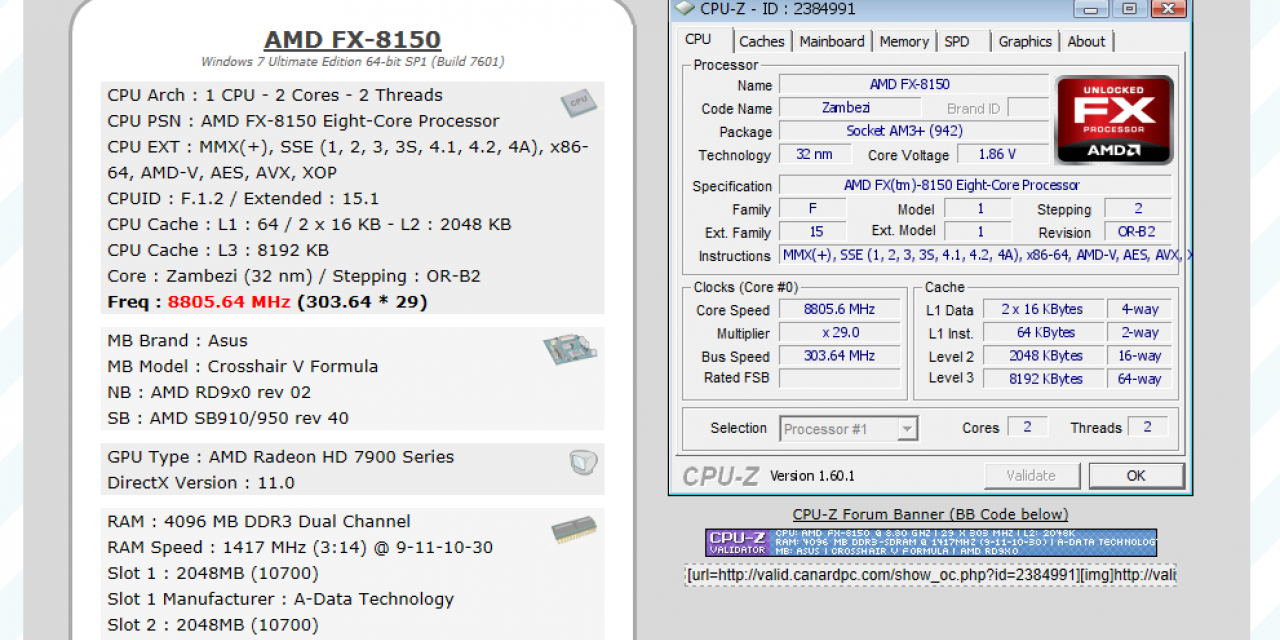 AMD Fx-8150 CPU Scores 8GHZ+ Record Breaking Overclock
