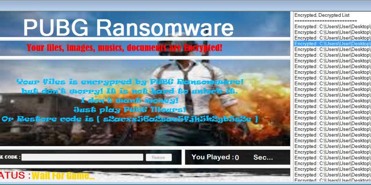 Bizarre ransomware wants you to play PUBG to unlock your files