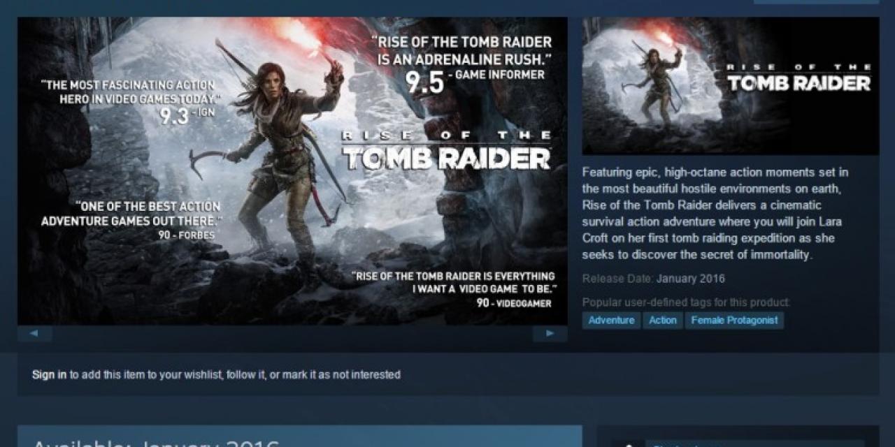 Rise Of The Tomb Raider To Hit PC In A Month