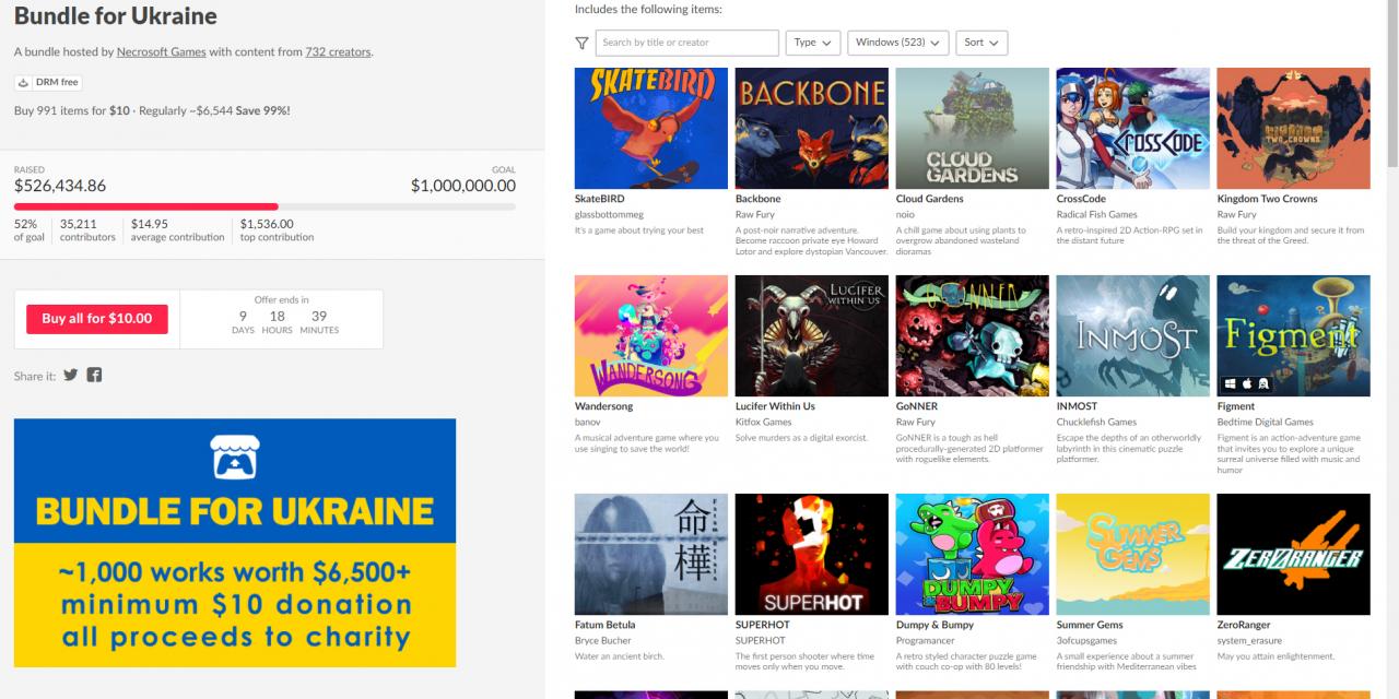 Get 1,000 games for just $10 in Ukraine Game Bundle