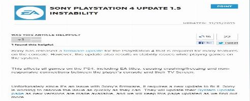 EA Blames Day One Patch For Crashing “All PS4 Games”