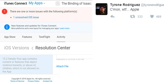 Binding of Isaac rejected on iOS App Store