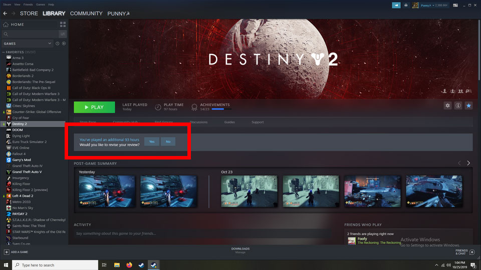 Would you change a Steam review if your opinion of a game changed?