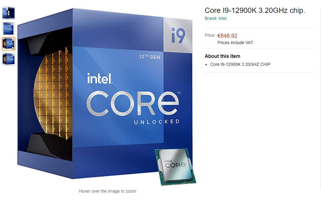 First Core i9-12900K listed for $983 in Europe