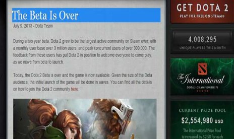 DotA 2 Player Numbers Break New Records After Release