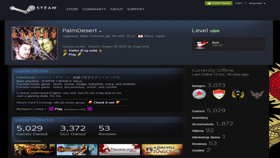 Steam gamer reaches level 1000, owns most Steam games