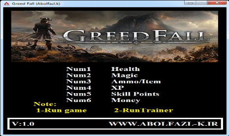 Greed Fall V1.0 Plus 6 Trainer 64