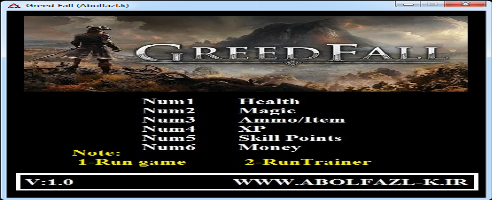 Greed Fall V1.0 Plus 6 Trainer 64
