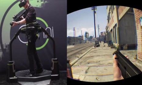 Here’s what GTA V looks like on an Omni-treadmill VR set up