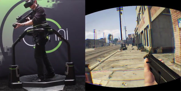 Here’s what GTA V looks like on an Omni-treadmill VR set up