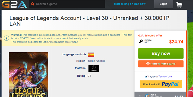 Riot Games bans G2A from sponsoring League of Legends teams