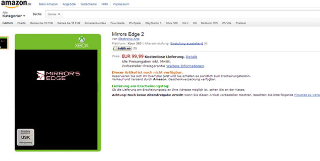 Mirror’s Edge 2 Appears on Amazon Germany