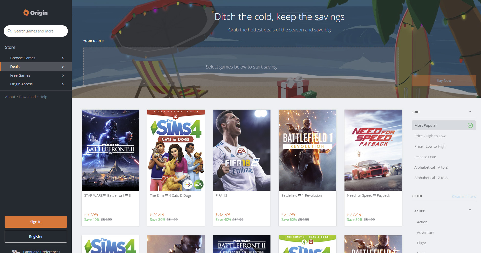 EA launches Origin holiday sale, heavily discounts everything