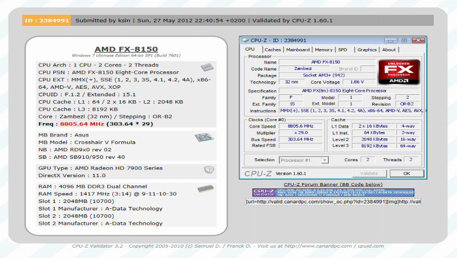 La CPU AMD Fx-8150 alcanza un overclock récord de 8GHZ+.
