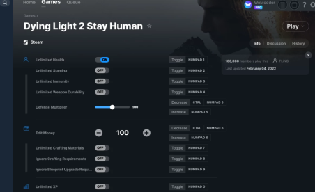 Dying Light 2 Entraîneur humain +20 [WeMod/Fling]