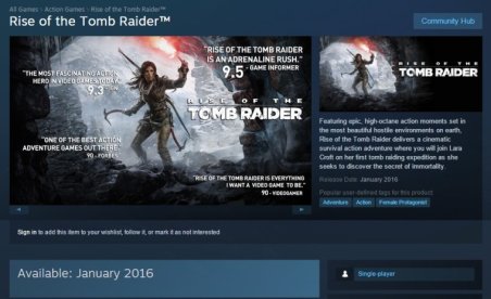 Rise Of The Tomb Raider To Hit PC In A Month