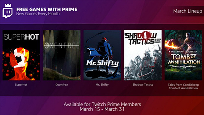 Twitch Prime members now get free games every month