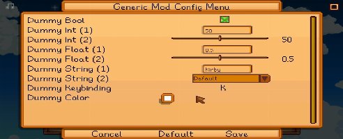 Stardew Valley Generisches Mod-Konfigurationsmenü v1.12.0