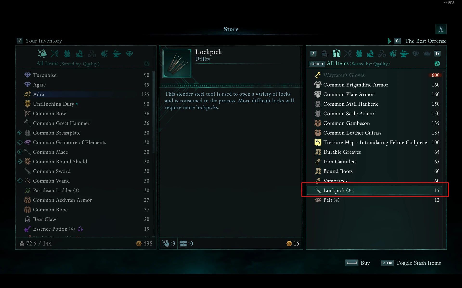 Avowed More Lockpicks Mod v1.0
