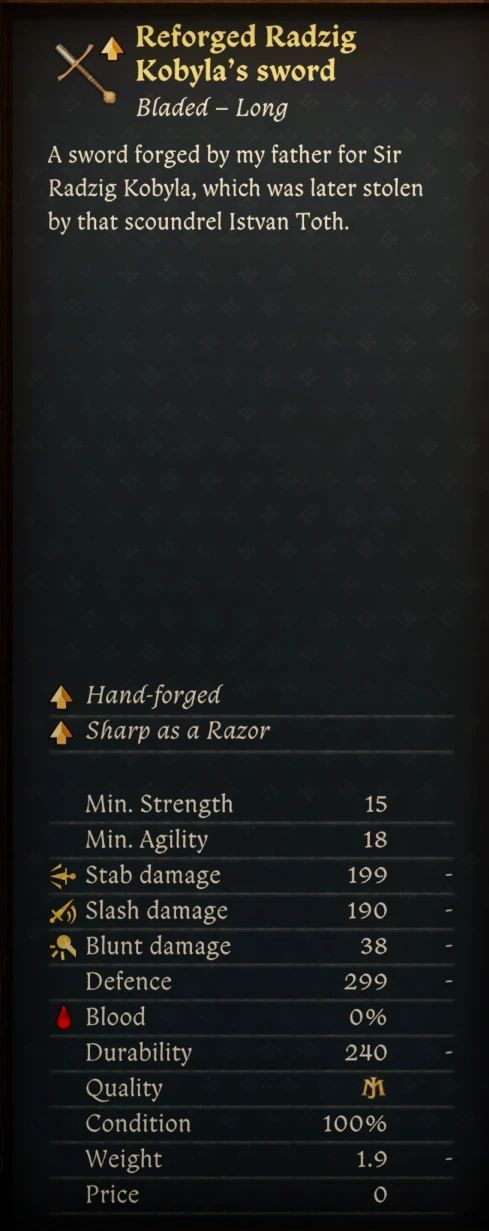 Kingdom Come: Deliverance II Radzig’s Sword Reforged Master Quality Mod v1.0