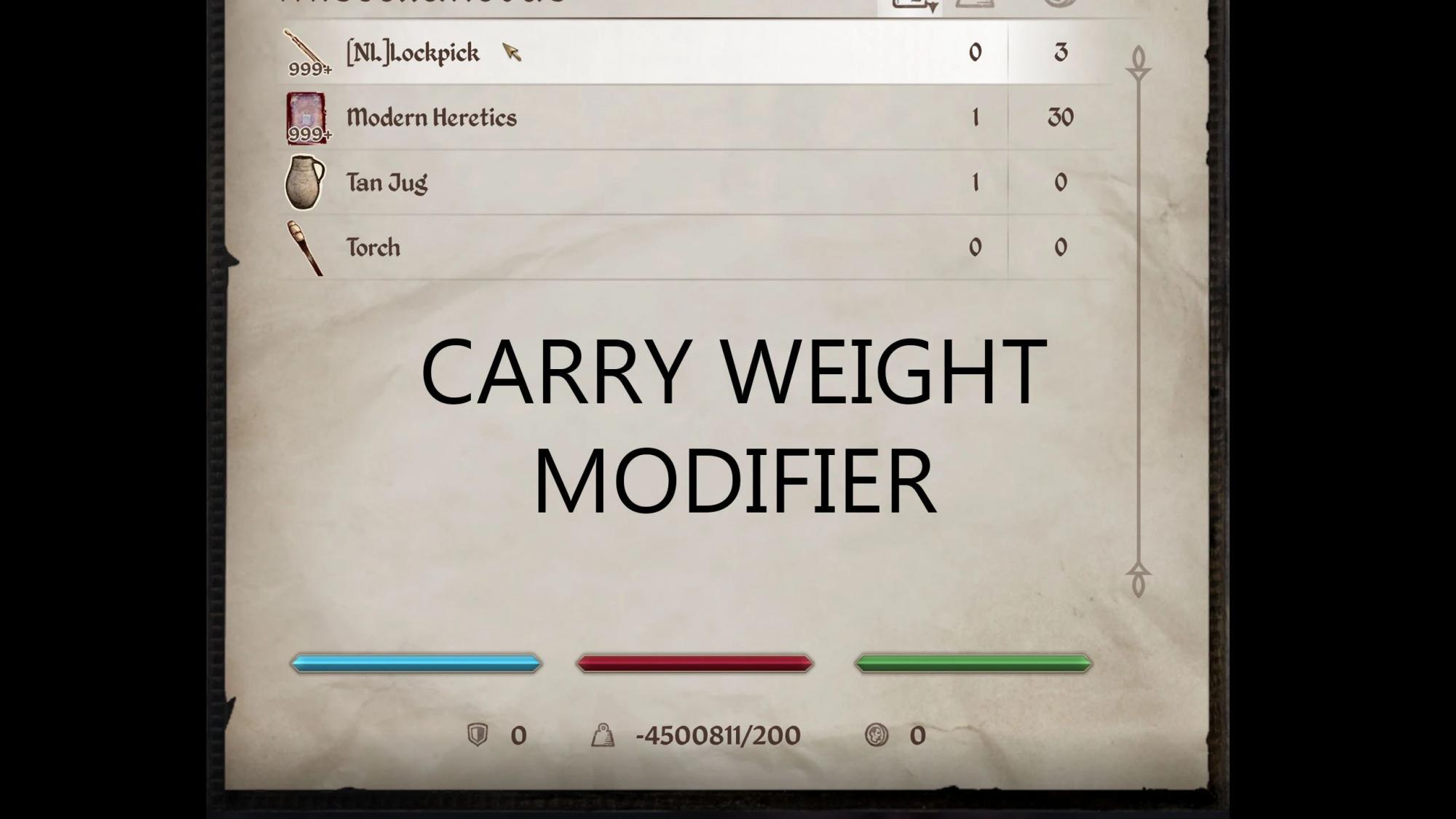 The Elder Scrolls IV: Oblivion Remastered Carry Weight Modifier Mod