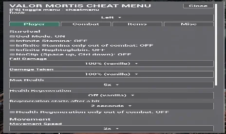 Valor Mortis Cheat Menu Mod v1.4.3